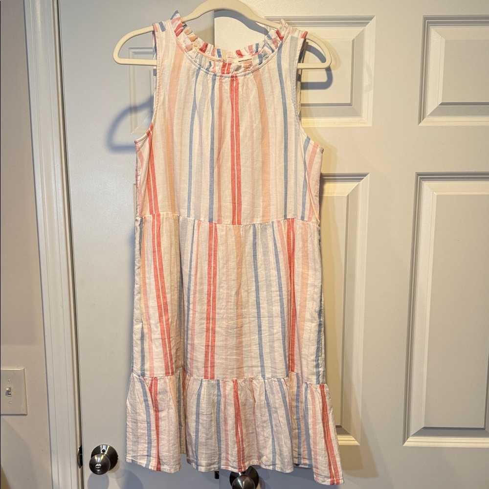 beachlunchlounge White Dress with Red and Blue Stripes